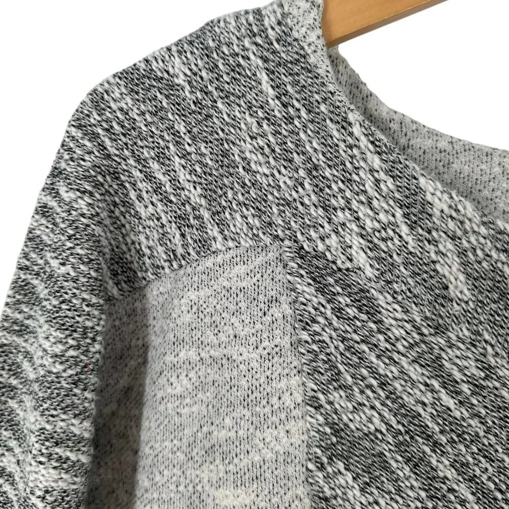 Club Monaco Gray Cotton Tweed Mixed Media Boxy Sweater Size Large - Picture 3 of 5